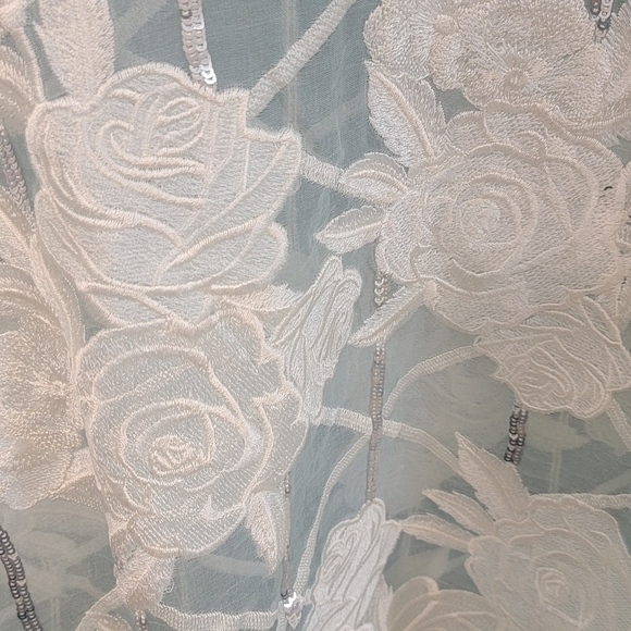 Cross Stitch Pure‎ Organza Silk Pearl Sequin Embroidered Womens Tunic Top Medium - Picture 7 of 9